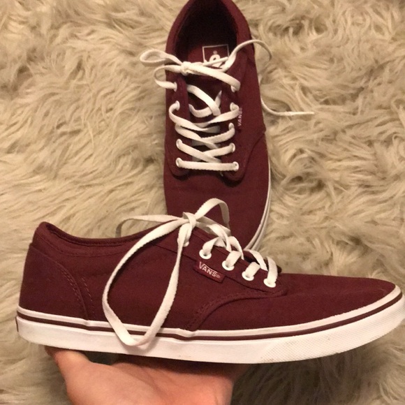 burgundy low top vans